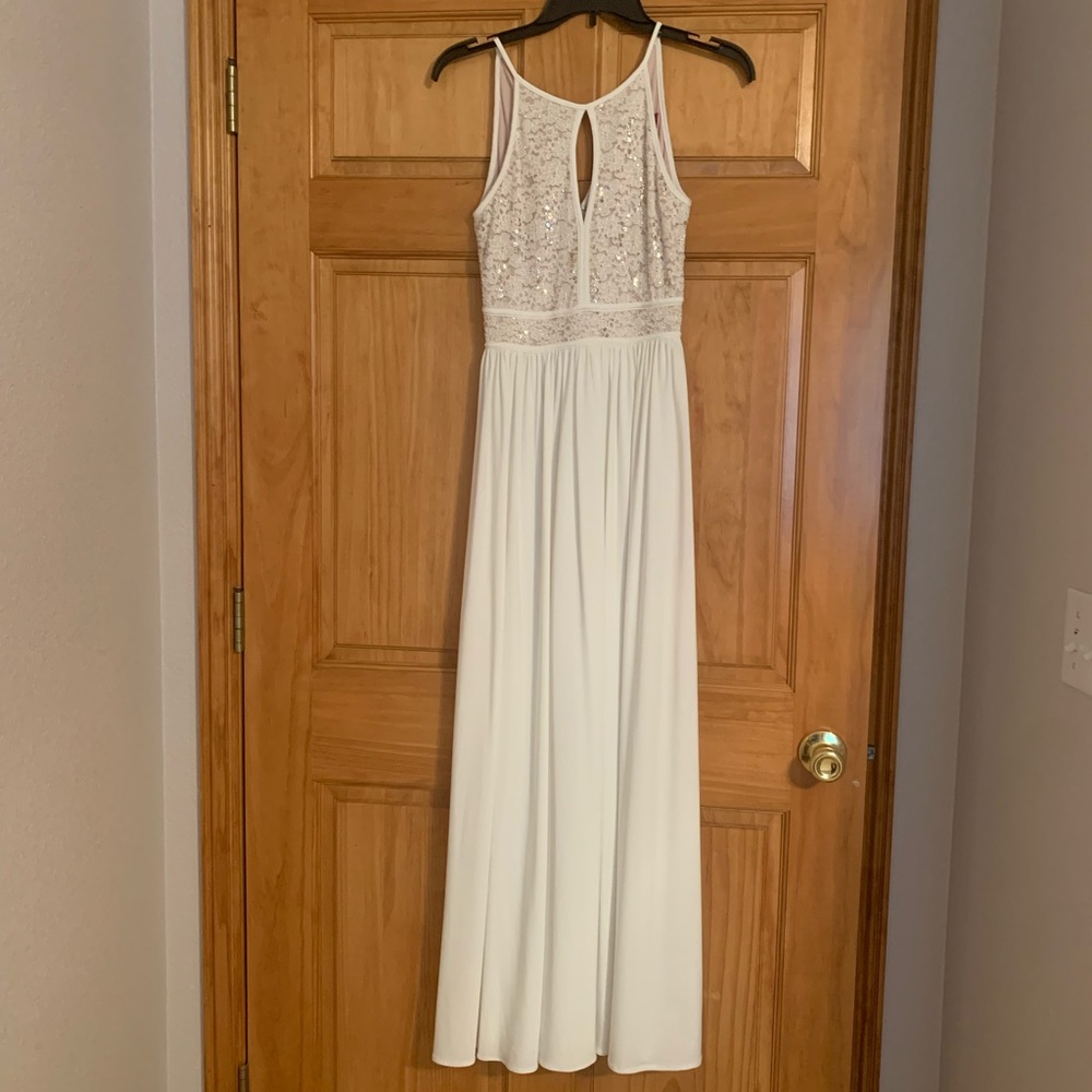 Cute and Elegant White Dress with Sequin Accents